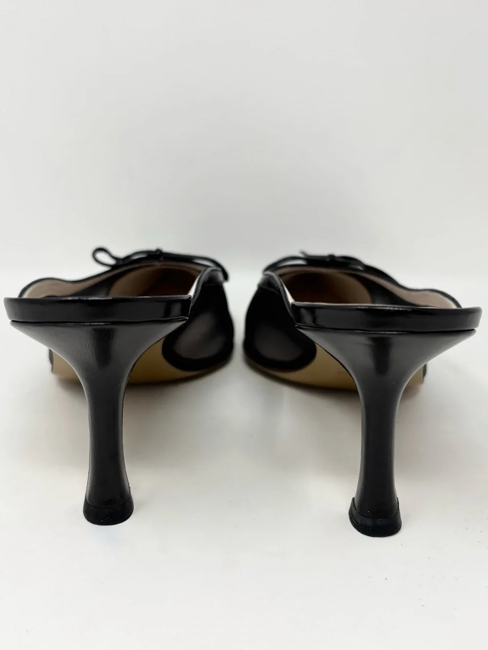 Chanel Black Mesh CC Bow Mules Heels Size 37 US 7 Vintage Y2K 90s